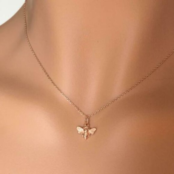 New Gold Bumble Bee Dainty Necklace - Picture 6 of 12